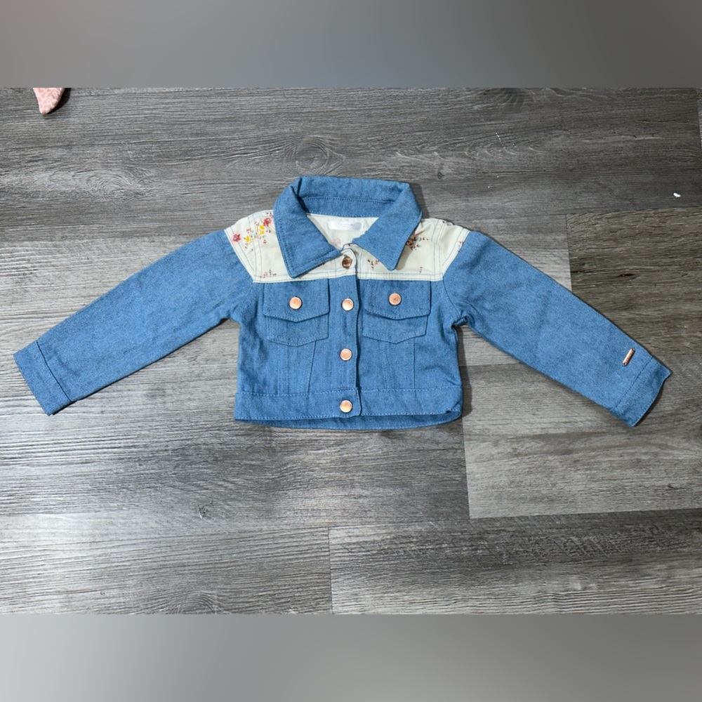 Girls Jean Jacket With Flower Print